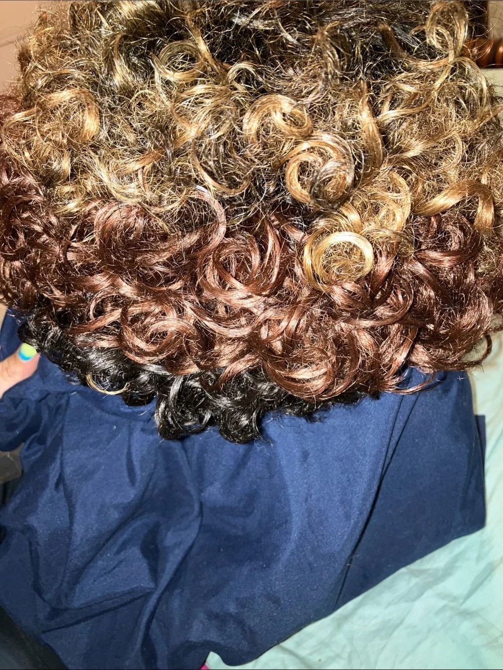Curly Synthetic Wig in Dark Brown with Honey Highlights - Women Hair Extensions
